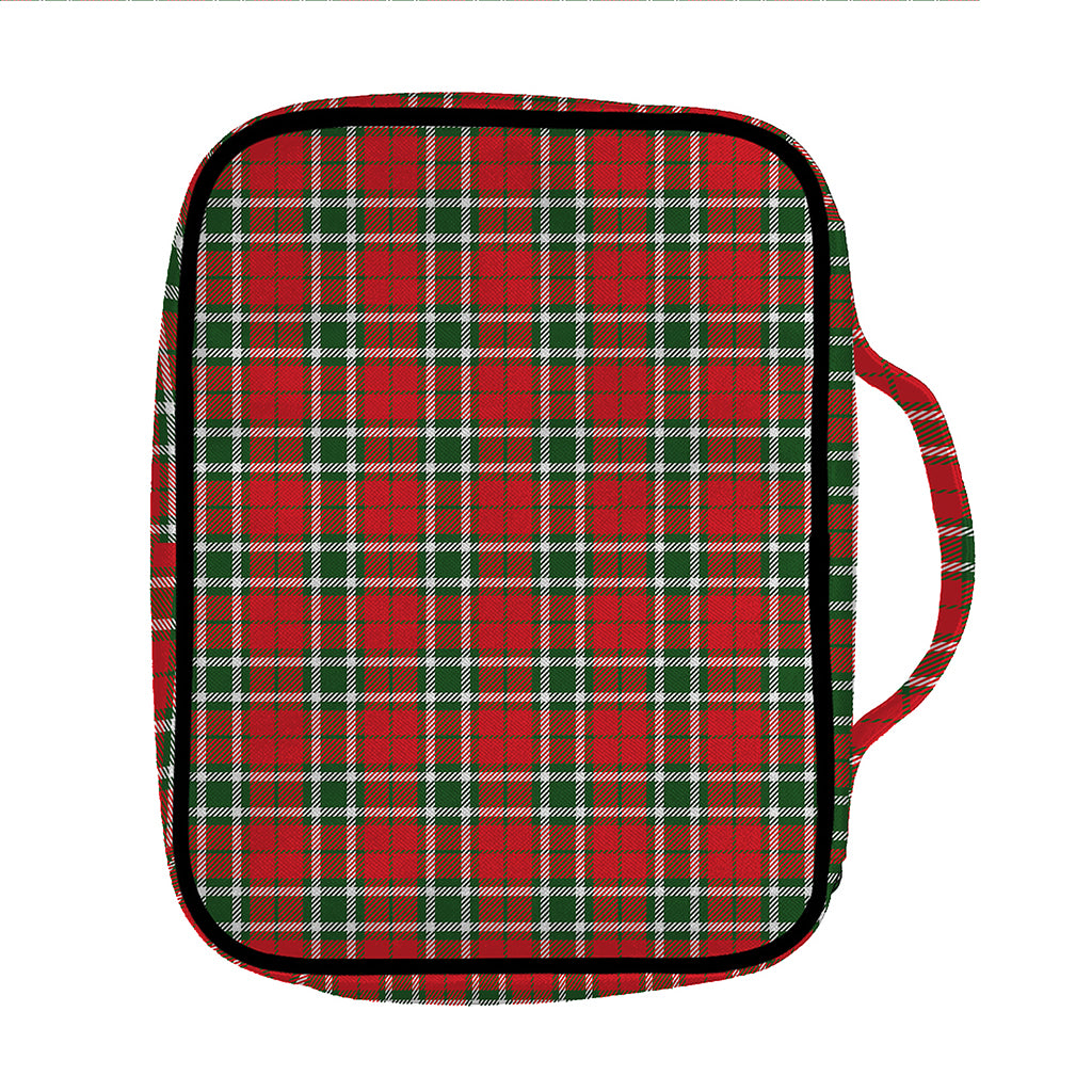 Red Green And White Tartan Pattern Print Front Pocket Bible Bag