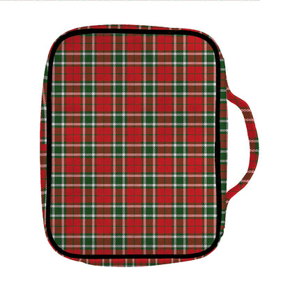 Red Green And White Tartan Pattern Print Front Pocket Bible Bag