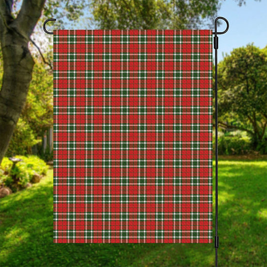 Red Green And White Tartan Pattern Print Garden Flag