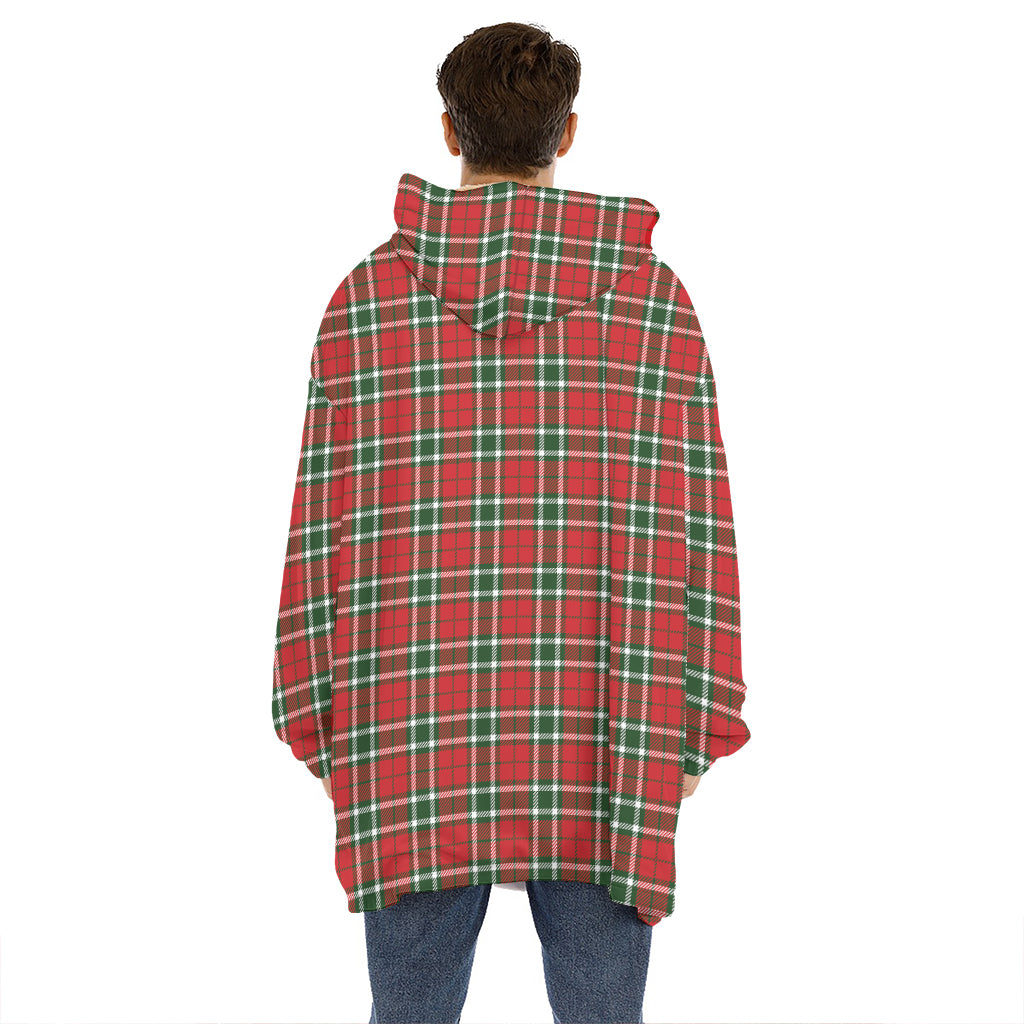 Red Green And White Tartan Pattern Print Hoodie Blanket