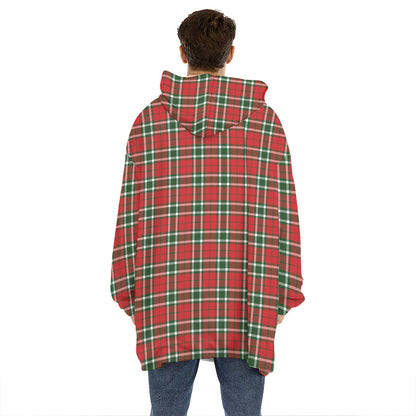 Red Green And White Tartan Pattern Print Hoodie Blanket