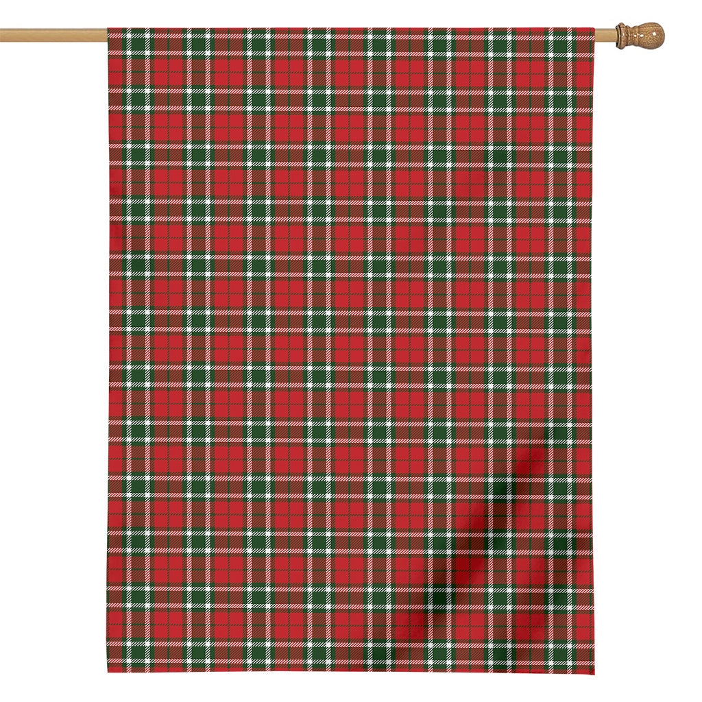 Red Green And White Tartan Pattern Print House Flag