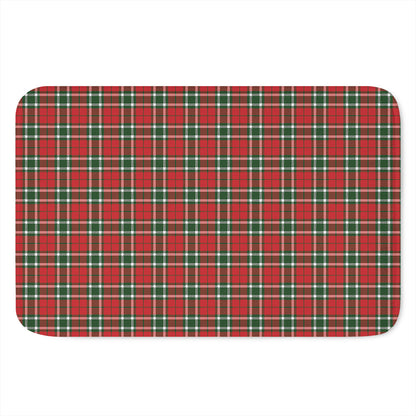 Red Green And White Tartan Pattern Print Indoor Door Mat