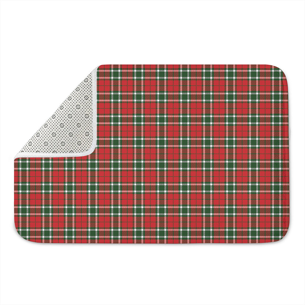 Red Green And White Tartan Pattern Print Indoor Door Mat
