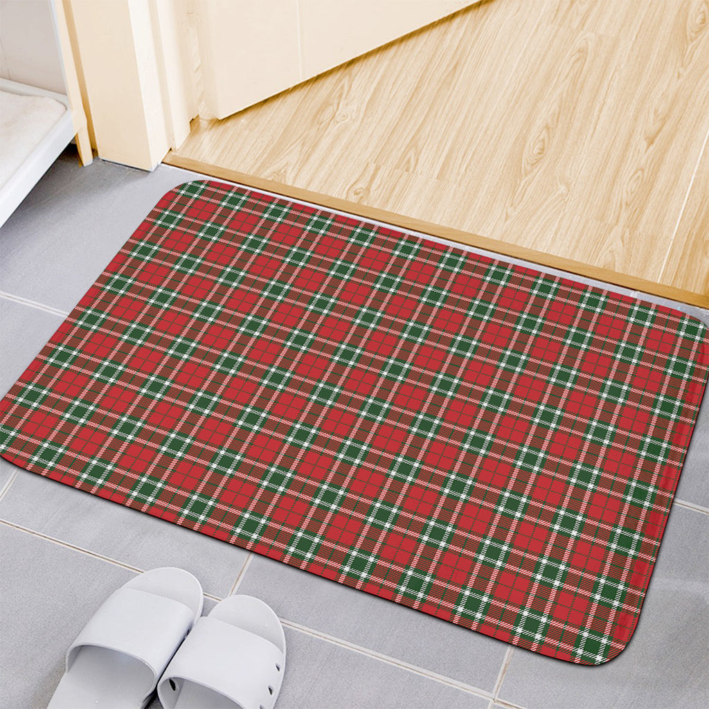 Red Green And White Tartan Pattern Print Indoor Door Mat