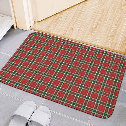 Red Green And White Tartan Pattern Print Indoor Door Mat