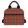Red Green And White Tartan Pattern Print Insulated Lunch Bag