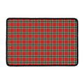 Red Green And White Tartan Pattern Print Kitchen Mat