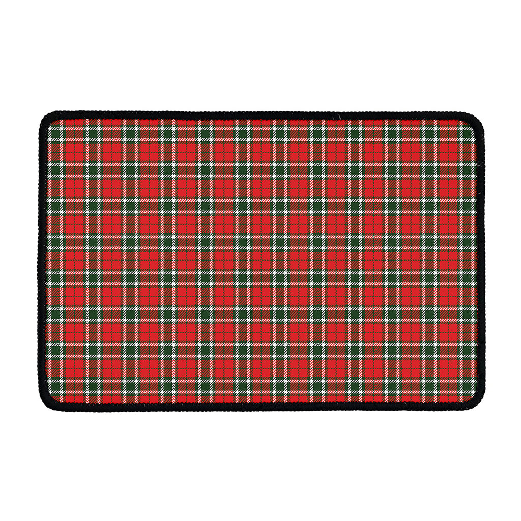 Red Green And White Tartan Pattern Print Kitchen Mat