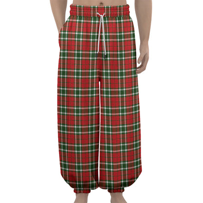 Red Green And White Tartan Pattern Print Lantern Pants