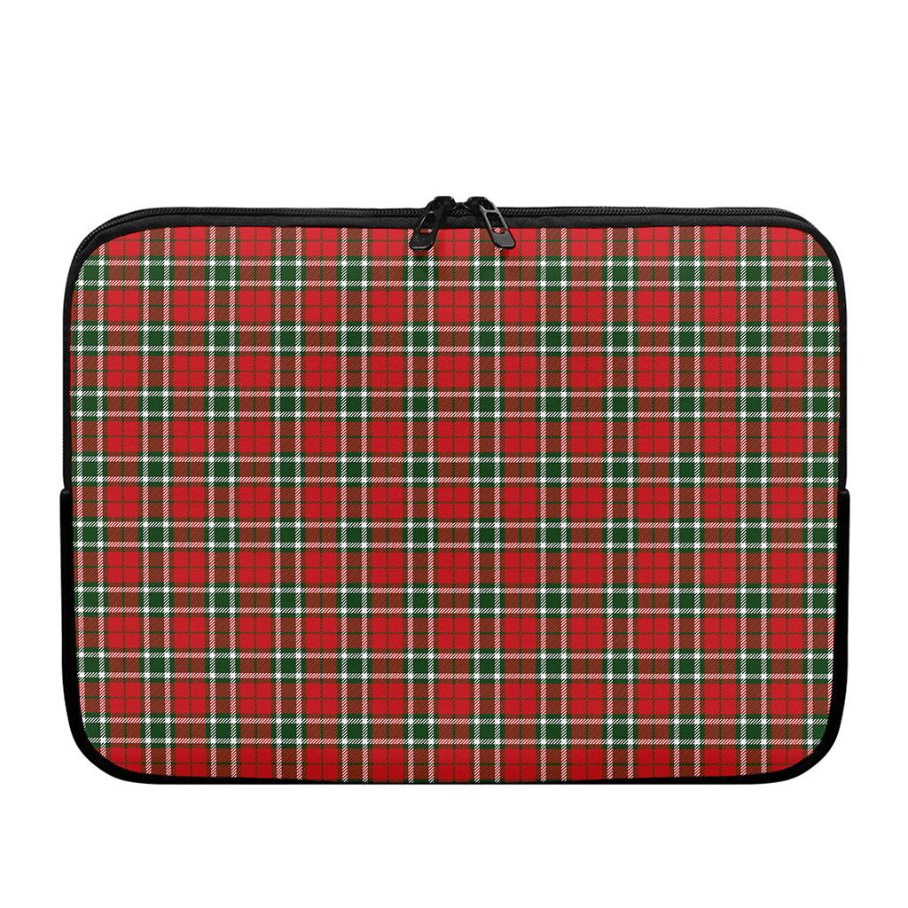 Red Green And White Tartan Pattern Print Laptop Sleeve