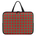 Red Green And White Tartan Pattern Print Laptop Sleeve With Handle