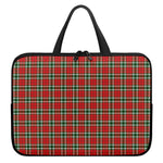 Red Green And White Tartan Pattern Print Laptop Sleeve With Handle