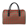 Red Green And White Tartan Pattern Print Leather Duffel Bag