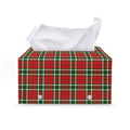 Red Green And White Tartan Pattern Print Leather Tissue Box Cover