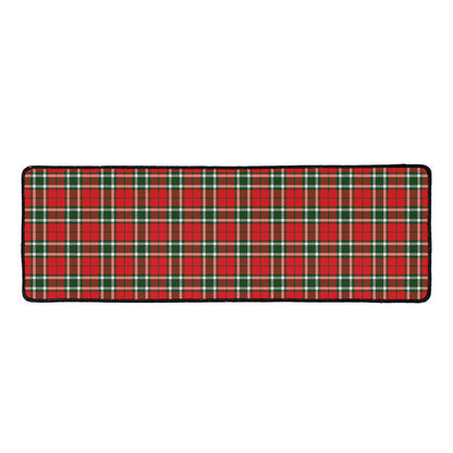 Red Green And White Tartan Pattern Print Long Kitchen Mat