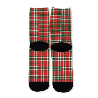 Red Green And White Tartan Pattern Print Long Socks