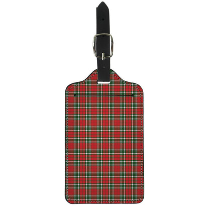 Red Green And White Tartan Pattern Print Luggage Tag