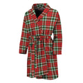 Red Green And White Tartan Pattern Print Men's Bathrobe