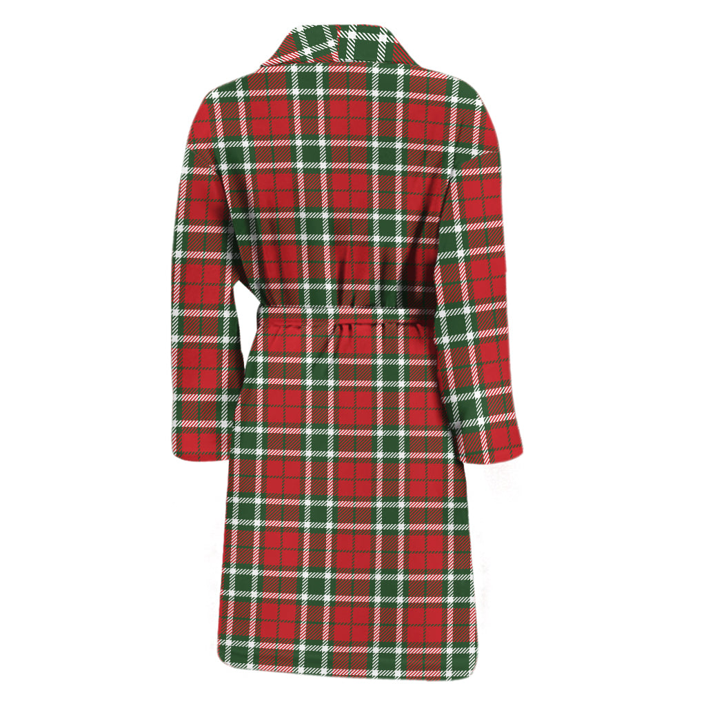 Red Green And White Tartan Pattern Print Men's Bathrobe