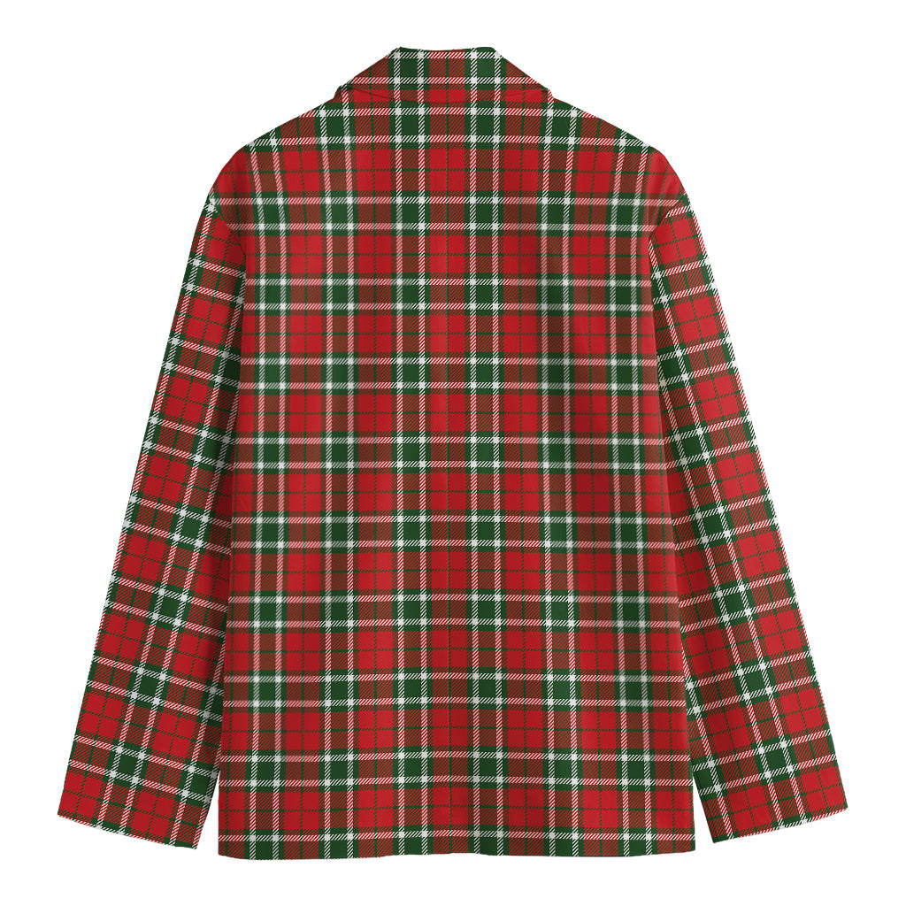 Red Green And White Tartan Pattern Print Men's Blazer