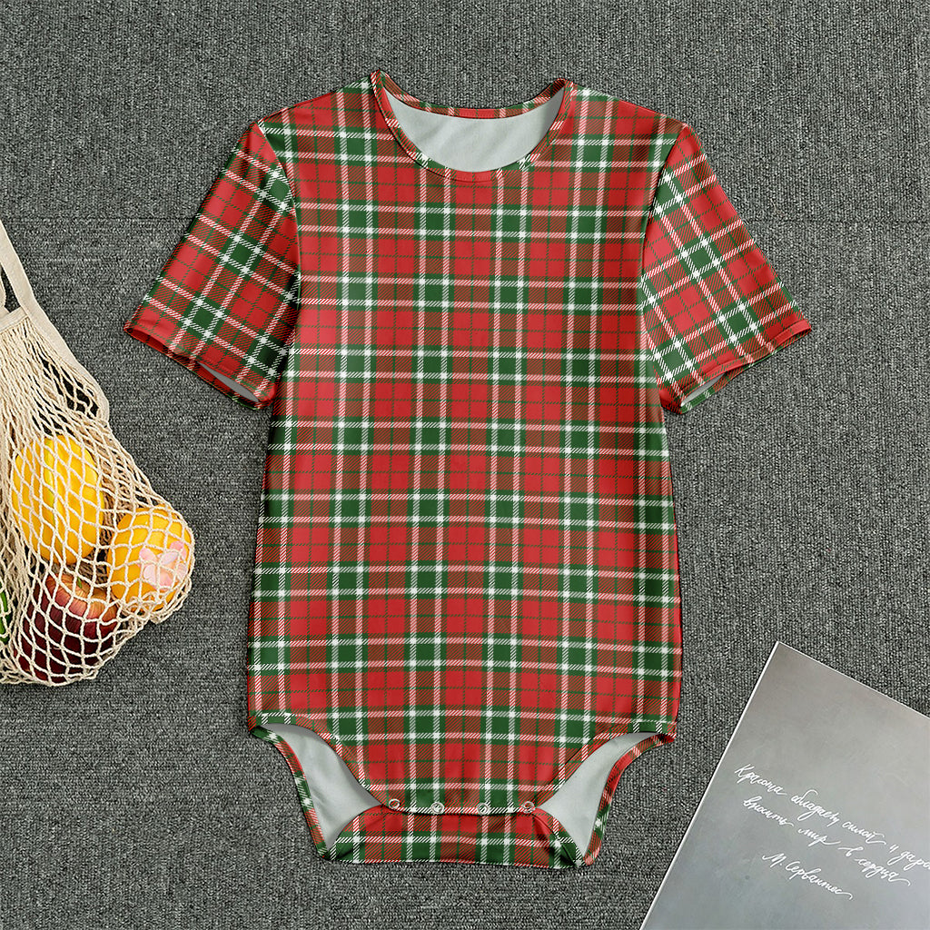 Red Green And White Tartan Pattern Print Men's Bodysuit