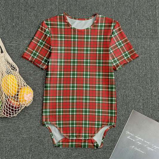 Red Green And White Tartan Pattern Print Men's Bodysuit