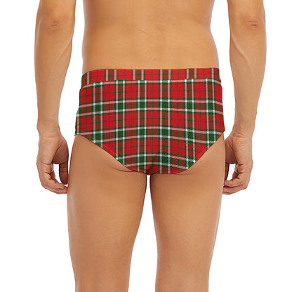 Red Green And White Tartan Pattern Print Men's Briefs