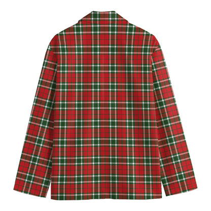 Red Green And White Tartan Pattern Print Men's Cotton Blazer