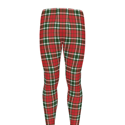 Red Green And White Tartan Pattern Print Men's leggings