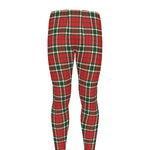 Red Green And White Tartan Pattern Print Men's leggings