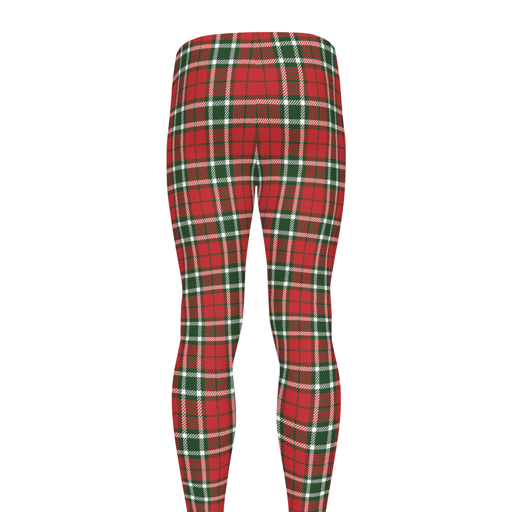 Red Green And White Tartan Pattern Print Men's leggings