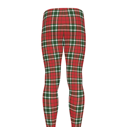 Red Green And White Tartan Pattern Print Men's leggings
