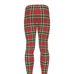 Red Green And White Tartan Pattern Print Men's leggings