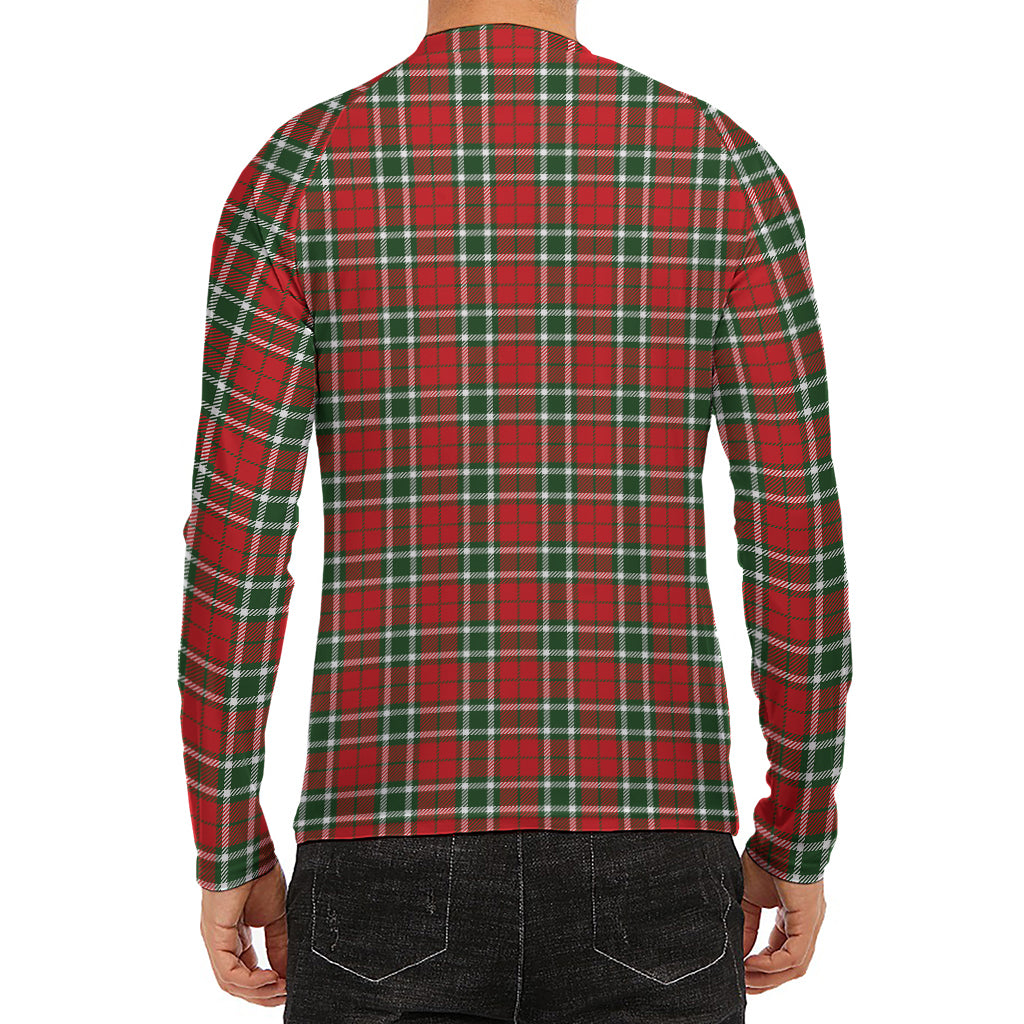 Red Green And White Tartan Pattern Print Men's Long Sleeve Rash Guard
