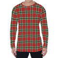 Red Green And White Tartan Pattern Print Men's Long Sleeve T-Shirt
