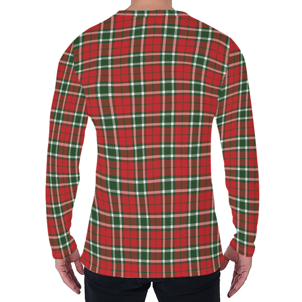 Red Green And White Tartan Pattern Print Men's Long Sleeve T-Shirt