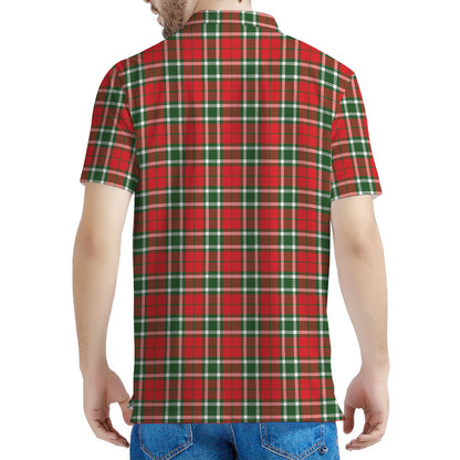 Red Green And White Tartan Pattern Print Men's Polo Shirt