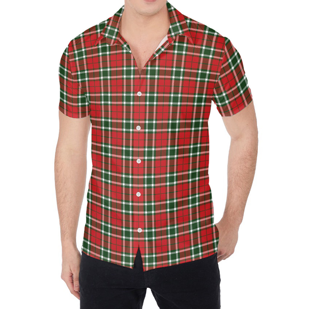 Red Green And White Tartan Pattern Print Men's Shirt