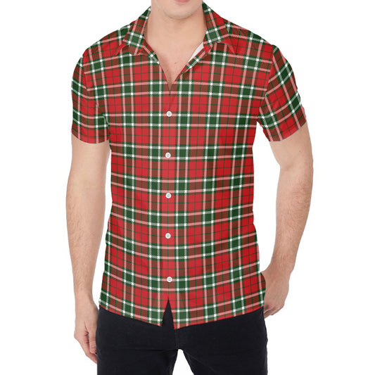 Red Green And White Tartan Pattern Print Men's Shirt