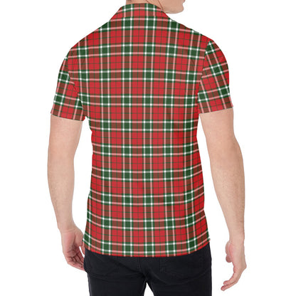 Red Green And White Tartan Pattern Print Men's Shirt