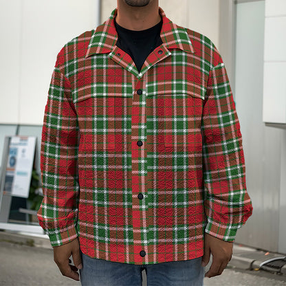 Red Green And White Tartan Pattern Print Men's Shirt Jacket
