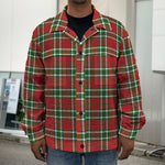 Red Green And White Tartan Pattern Print Men's Shirt Jacket