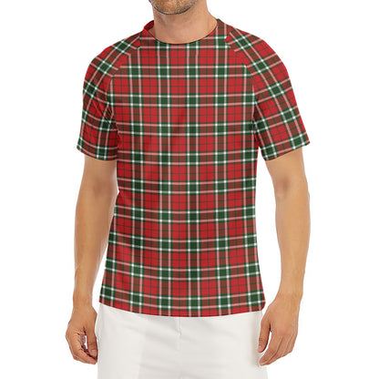 Red Green And White Tartan Pattern Print Men's Short Sleeve Rash Guard