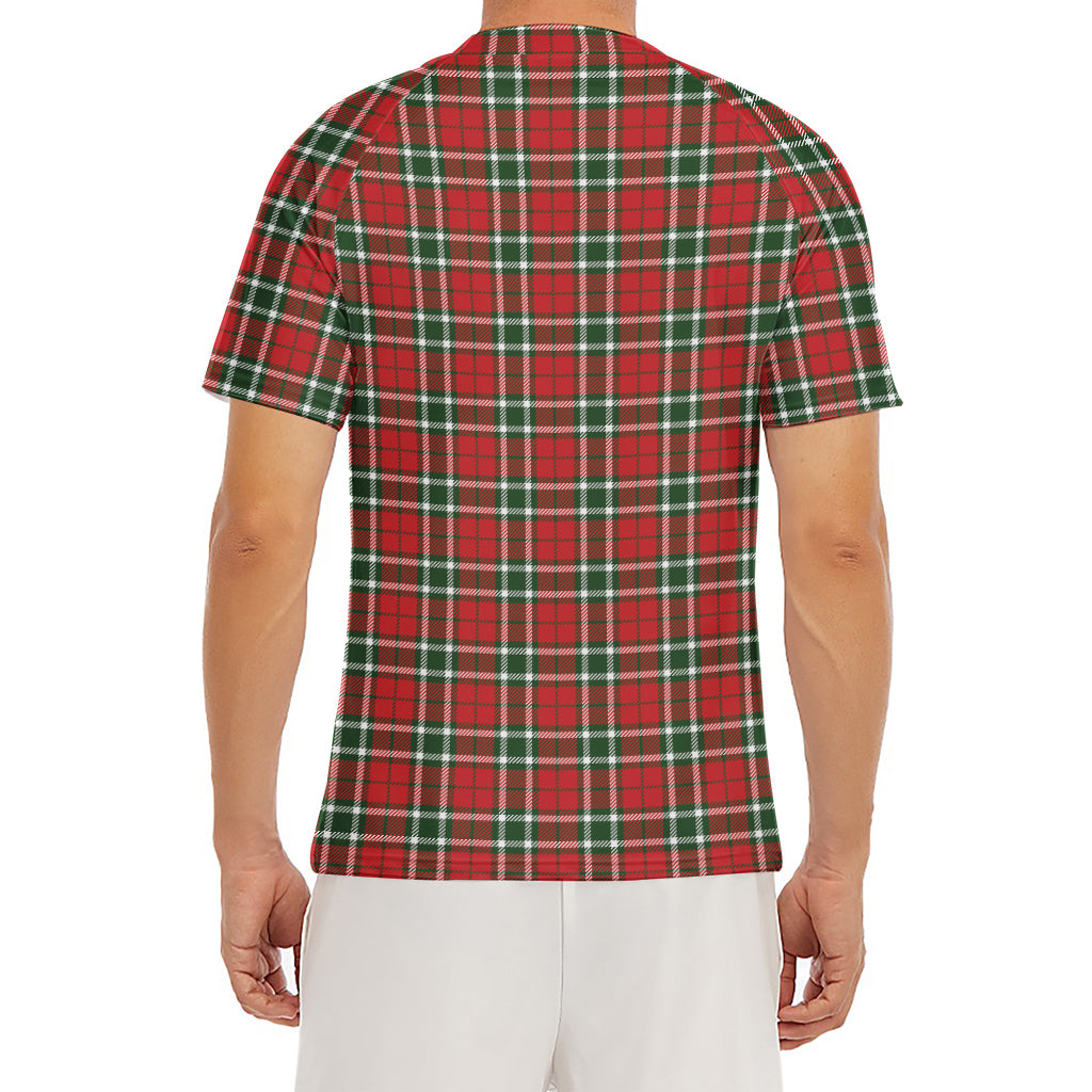 Red Green And White Tartan Pattern Print Men's Short Sleeve Rash Guard