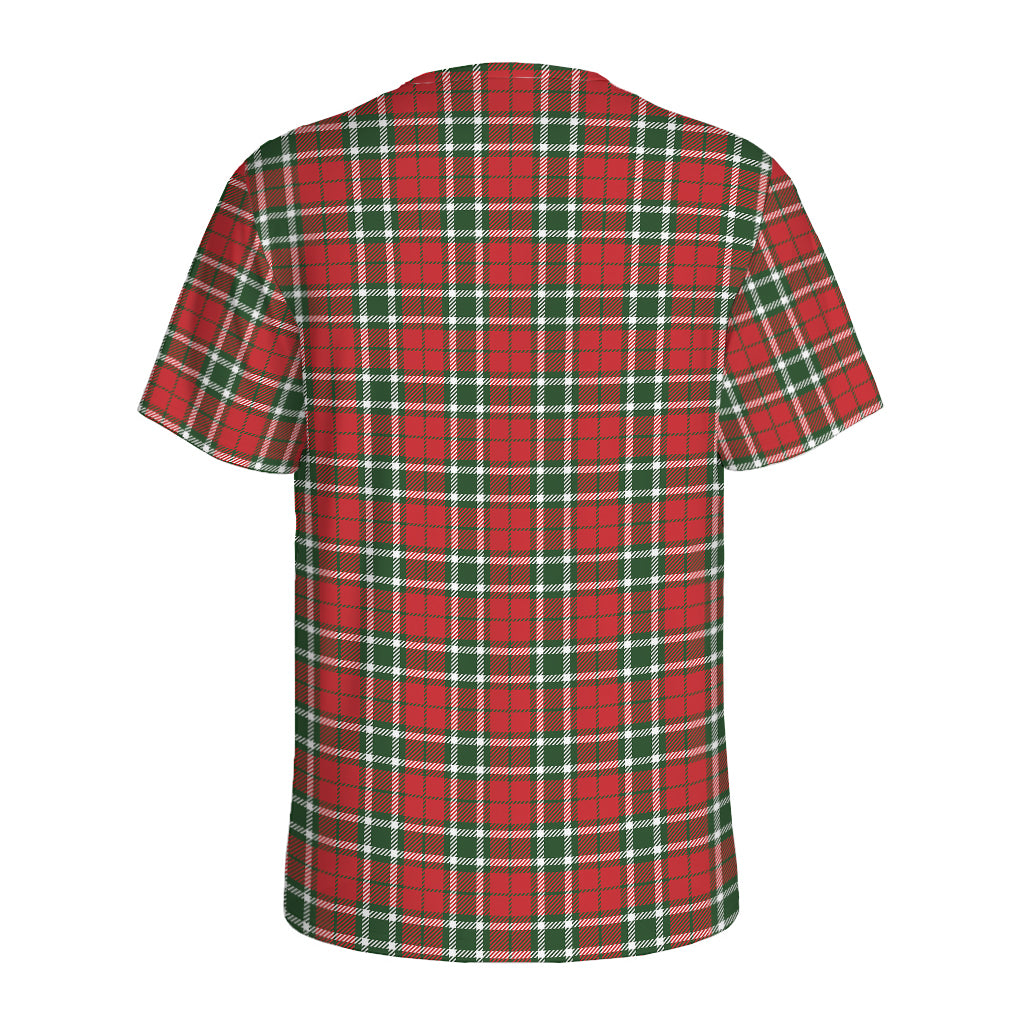 Red Green And White Tartan Pattern Print Men's Sports T-Shirt