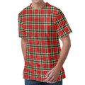 Red Green And White Tartan Pattern Print Men's Velvet T-Shirt