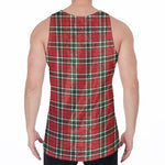 Red Green And White Tartan Pattern Print Men's Velvet Tank Top