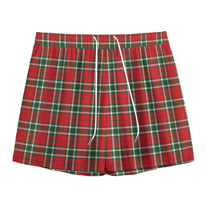 Red Green And White Tartan Pattern Print Mesh Shorts