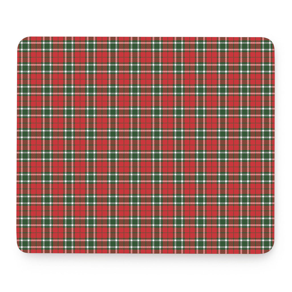 Red Green And White Tartan Pattern Print Mouse Pad